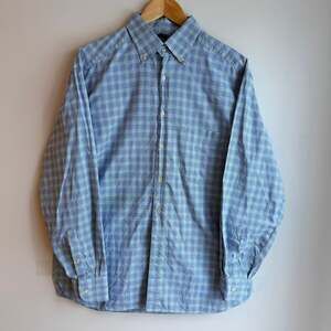 HAMILTON LIGHT & MED BLUE PLAID COTTON CUSTOM MADE SHIRT 17 1/4 X 33 1/2